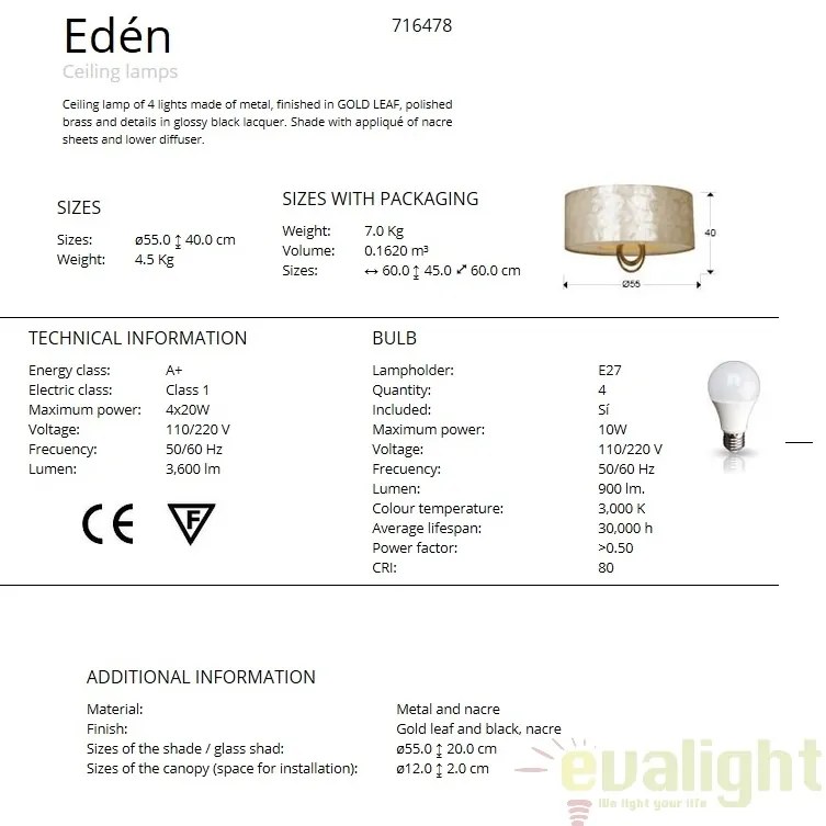 Plafoniera LED eleganta design clasic diam. 55cm EDEN SV-716478