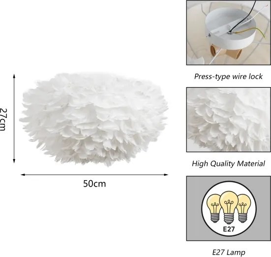 Brilagi - Lampă de tavan FEATHER 3xE27/40W/230V Ø 50 cm albă