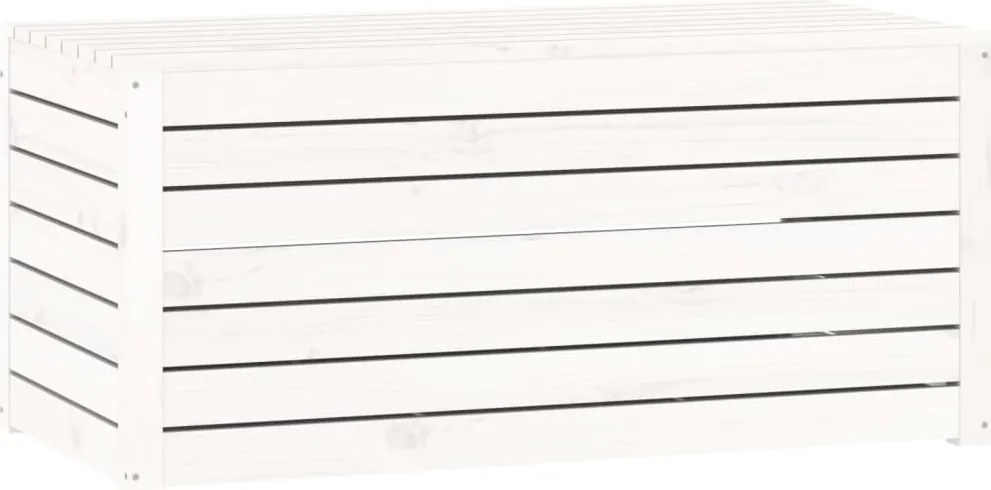 vidaXL Ladă depozitare grădină, alb, 101x50,5x46,5cm, lemn masiv pin