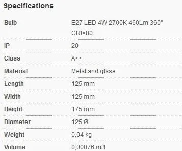 Bec GLOBO FILAMENTO LED E27 4W 2700K 17423