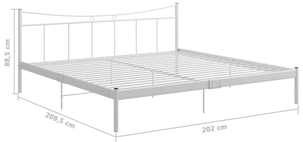 Cadru de pat, alb, 200x200 cm, metal Alb, 200 x 200 cm