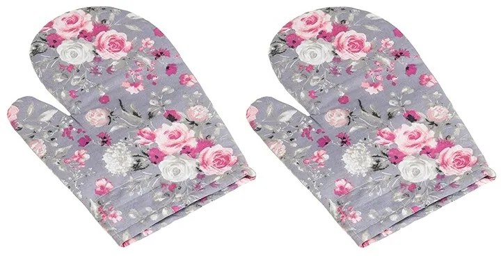 Mănușă de bucătărie Bellatex Floare roz, 28 x 18 cm, 2 buc