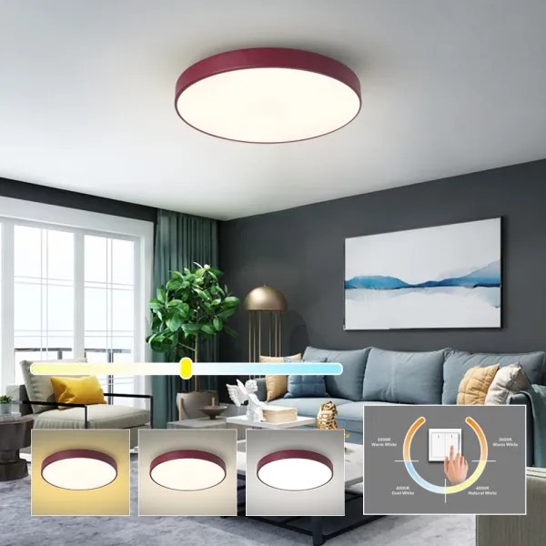 Brilagi - Plafonieră LED POOL, 60 W, 230 V, 3000/4000/6000 K, Ø50 cm, burgund