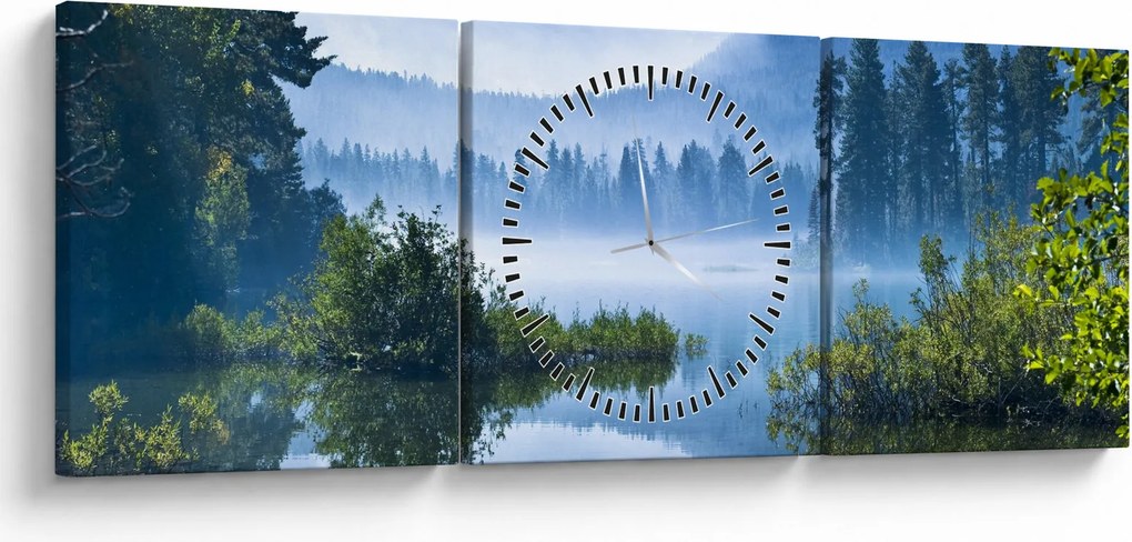 Tablou cu lac montan (cu ceas) (90x30 cm)