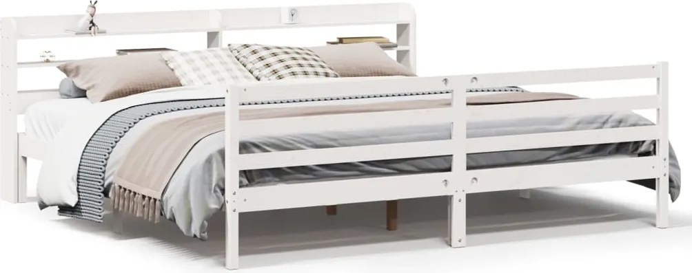 vidaXL Cadru de pat cu tăblie fără saltea, alb, 200x200 cm