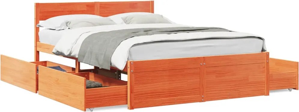 vidaXL Cadru pat fără saltea, maro ceruit, 120x200 cm, lemn masiv pin