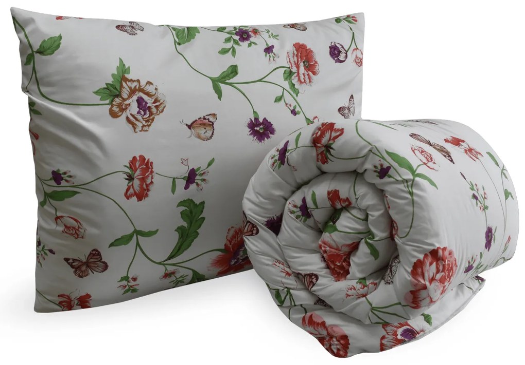 Set pilota pentru toate anotimpurile 140x200 cm din fibra siliconica cu perna 70x90 cm MEADOW FLOWERS