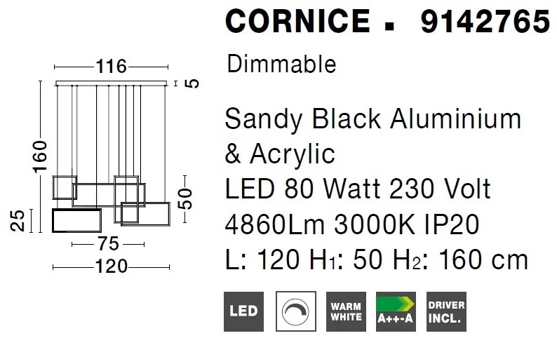 Lustra LED suspendata design geometric CORNICE