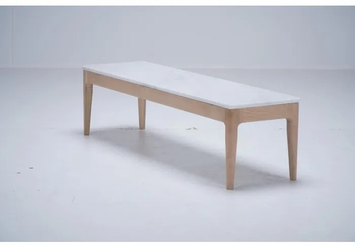 Masuta de cafea, natur, din lemn de stejar si marmura, aspect rustic, Ernest