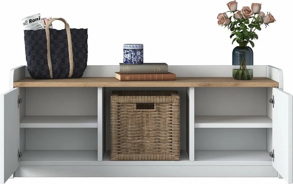 Dulap pentru pantofi Pilo White and Walnut