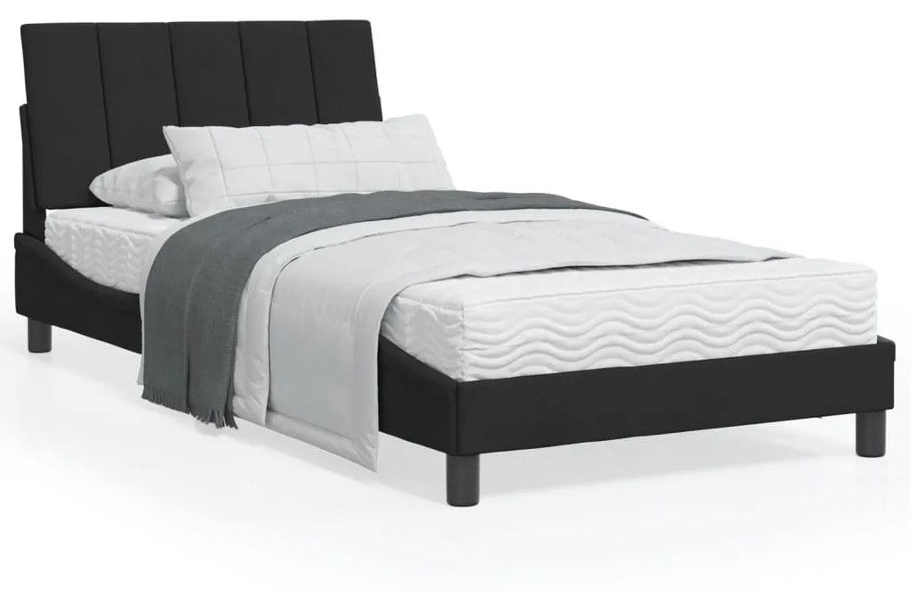 3213765 vidaXL Cadru de pat cu lumini LED, negru, 100x200 cm, catifea