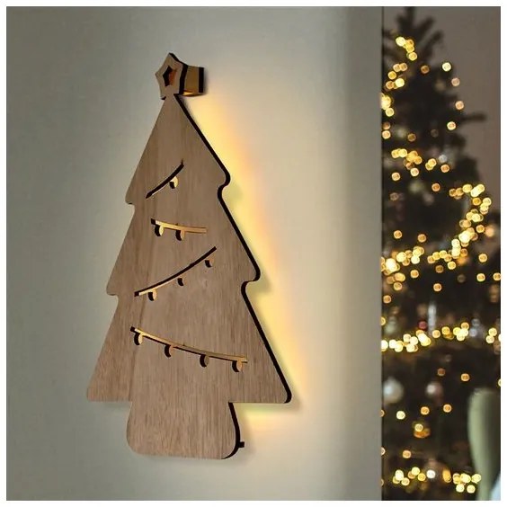 Decorațiune LED de Crăciun LED/2xAA lemn pom Solight 1V260