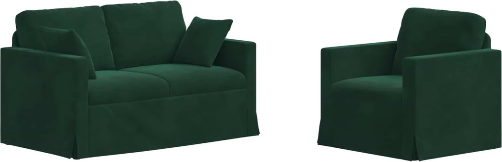 vidaXL Set de canapea 2 pcs Verde închis 138 x 78 x 80 cm Catifea