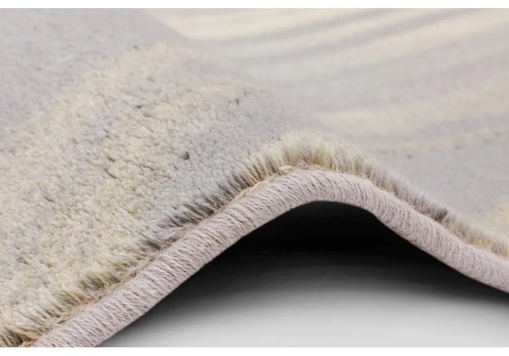 Covor gri/crem din lână 160x240 cm Plants – Agnella