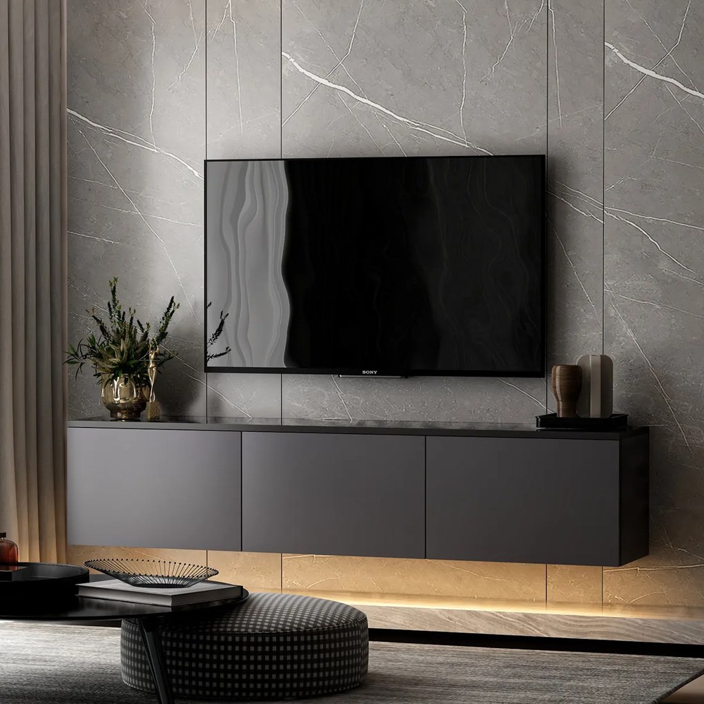 Tabelul TV Neon iluminat Antracit
