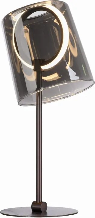Veioza moderna LED 2700K, sticla, maro fumuriu, Zula