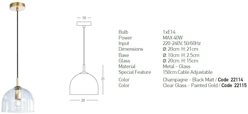 Pendul design modern Brin transparent