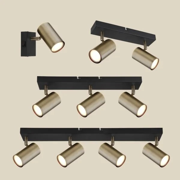 Spot ROBBY 4xGU10/35W/230V neagră/alamă Globo 57911-4M