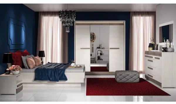 Noptieră SARPA 45x46 cm alb/maro