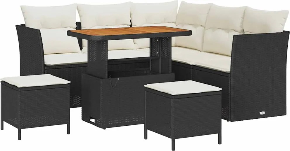 vidaXL Set de canapele pentru grădină 8 pcs Negru poliratan