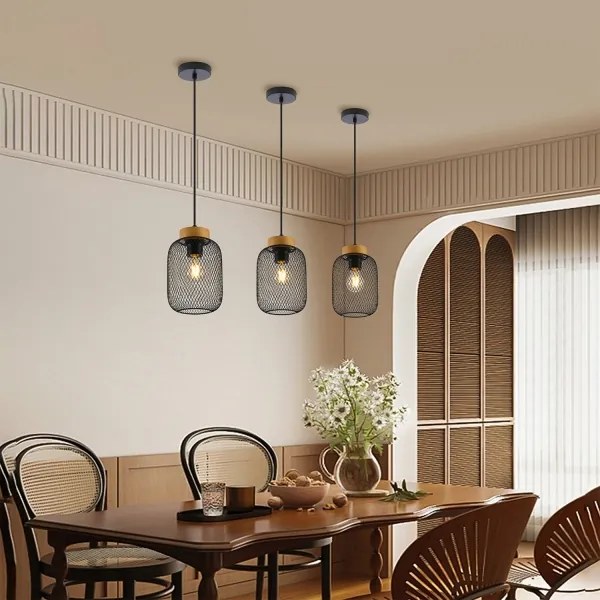 Brilagi - Lustră suspendată pe cablu BASKLITE 1xE27/15W/230V, lemn/negru