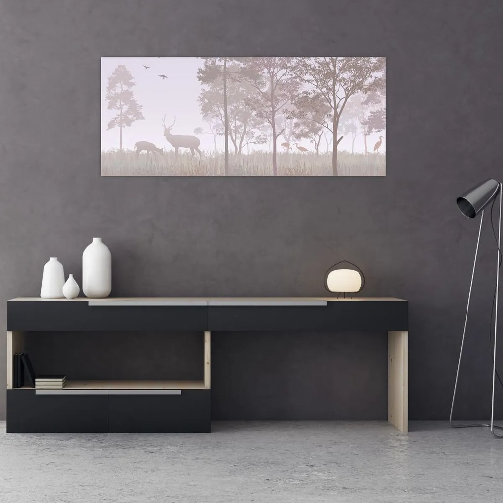 Tablou - Pădure,monocrom (120x50 cm)