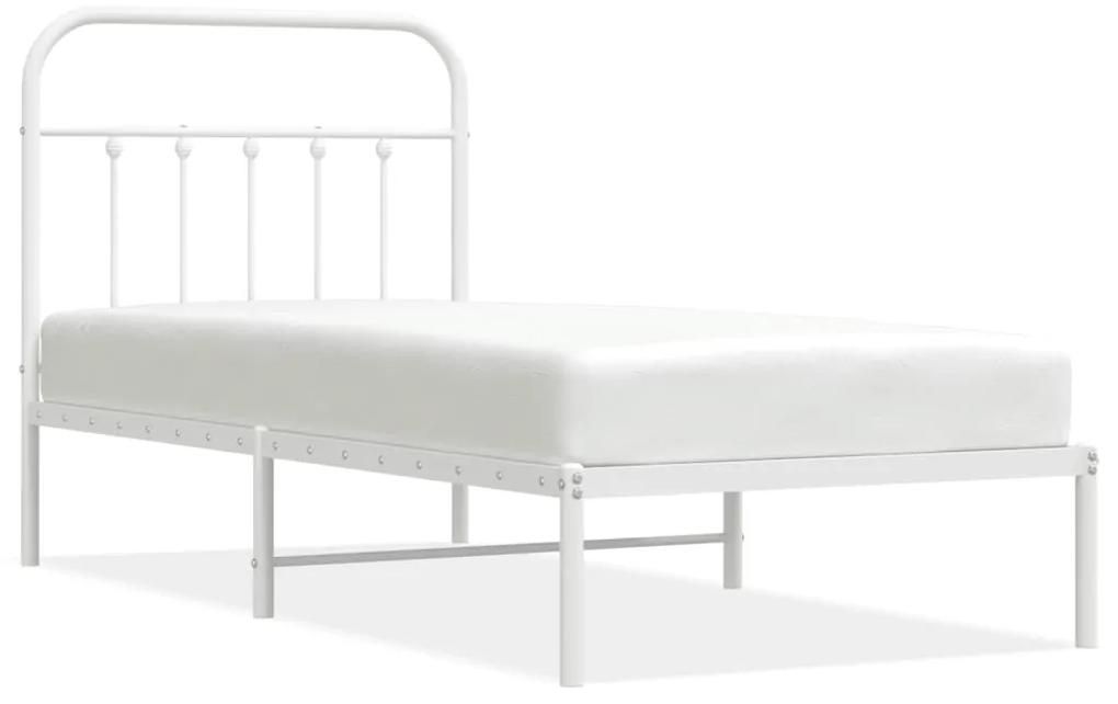 352618 vidaXL Cadru de pat metalic cu tăblie, alb, 80x200 cm
