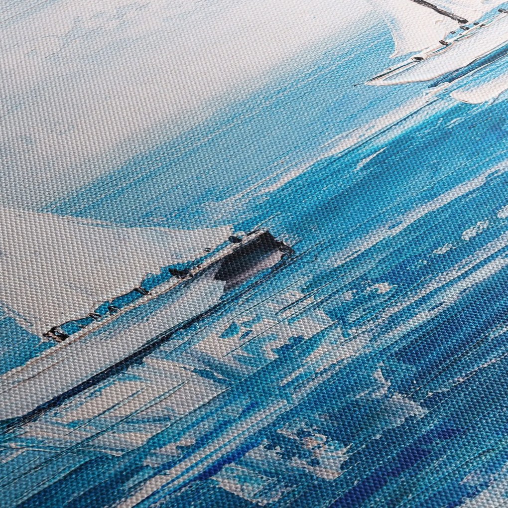 Tablou - Pictură yacht pe mare (cu ceas) (90x30 cm)