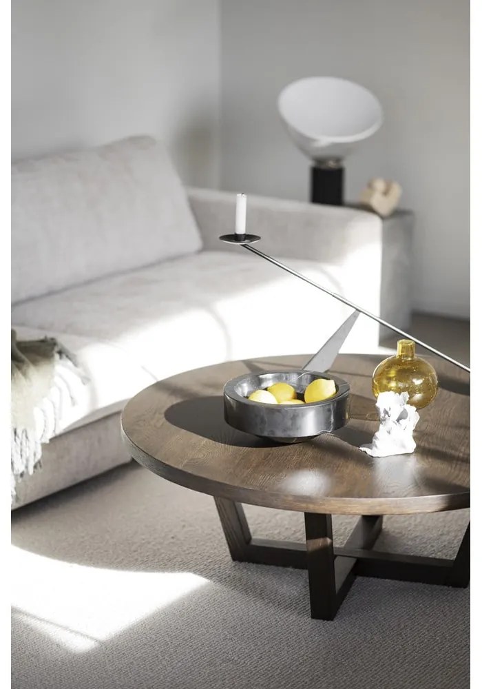 Măsuță de cafea maro închis rotundă cu aspect de lemn de stejar ø 110 cm Boxford – Rowico