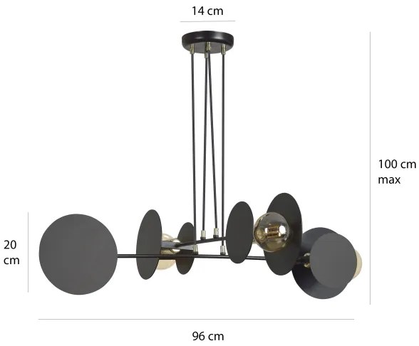 Lustră pe cablu IDEA 4xE27/15W/230V negru