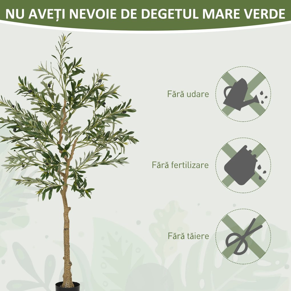 HOMCOM Plantă Artificială Măslin 150 cm cu 720 Frunze, 32 Măsline și Ghiveci | Aosom Romania