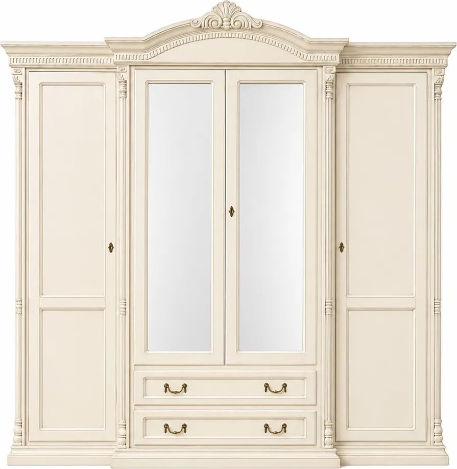 Dulap lemn masiv Briston 4 usi 2 sertare: L 241 x A 68 x H 233 cm