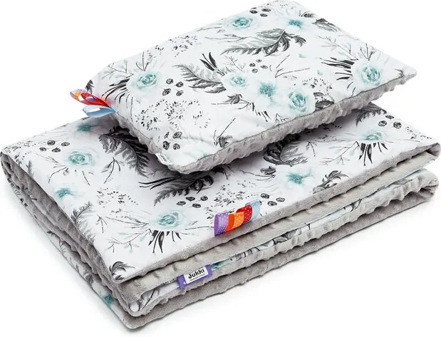 Jukki - Set perna bebelus si paturica 100x75 cm In garden mint