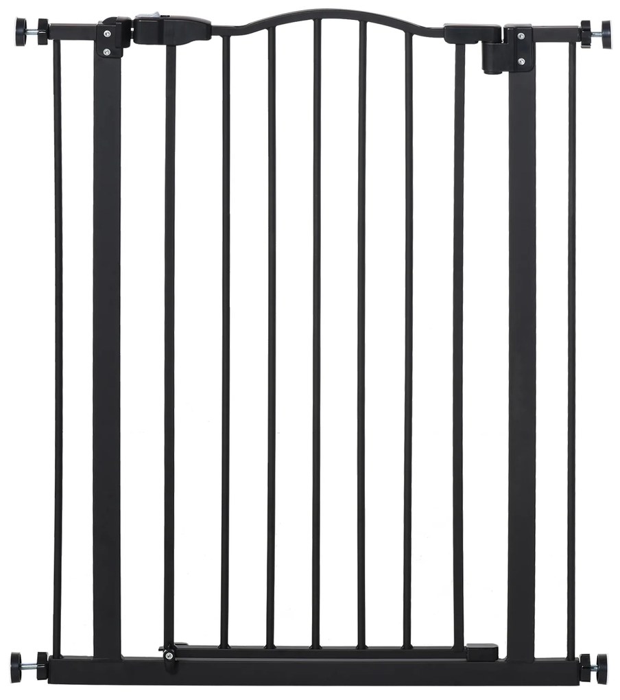 PawHut Barieră de securitate pentru câini extensibilă 74-80 cm închidere automată fixare cu presiune fără găurire negru | Aosom Romania