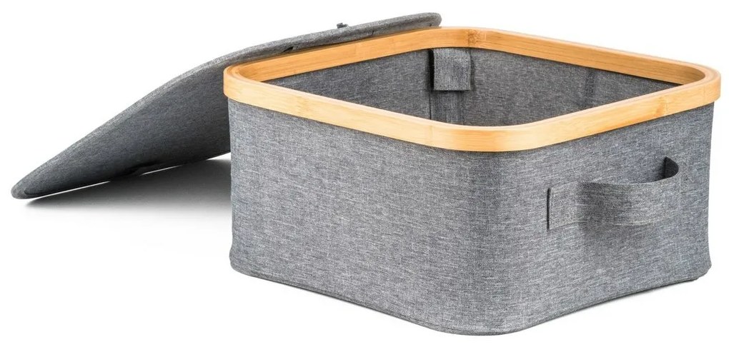 Cutie de depozitare G21 30 x 30 x 15 cm, dinbambus cu capac, gri