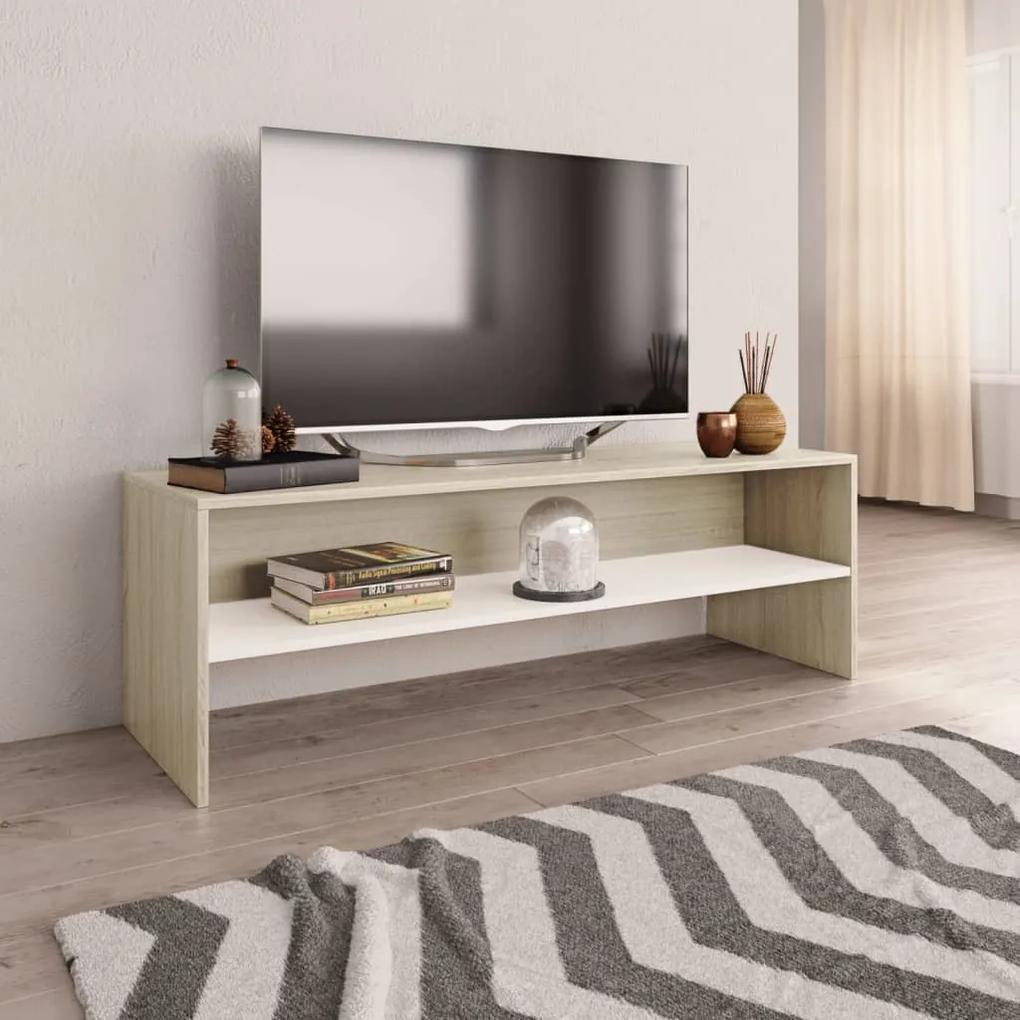800041 vidaXL Comodă TV, alb și stejar sonoma, 120 x 40 x 40 cm, PAL