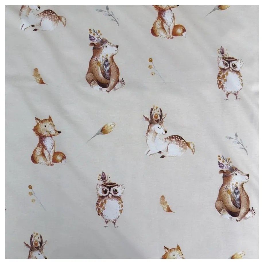 Lenjerie de pat pentru copii bej din bumbac pentru pătuț 100x135 cm Animals "Woodland" – Jerry Fabrics