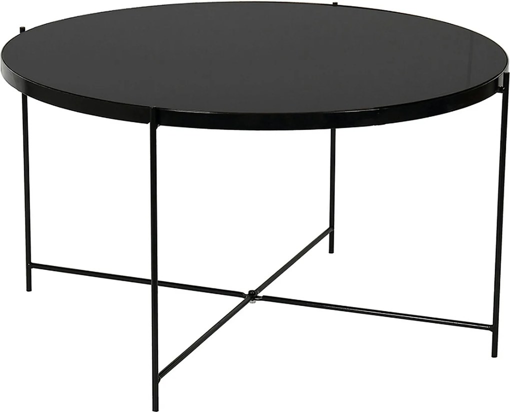 Masuta de cafea KURTIS, negru, sticla/metal, 60x60x40 cm