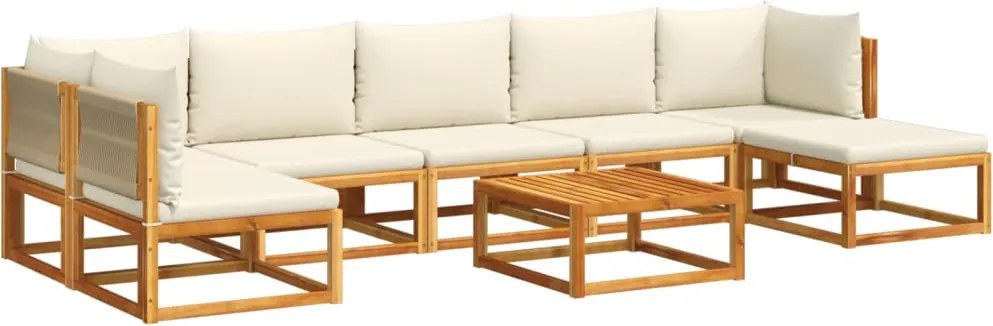 vidaXL Set canapele de grădină cu 8 piese, lemn de acacia și frânghie