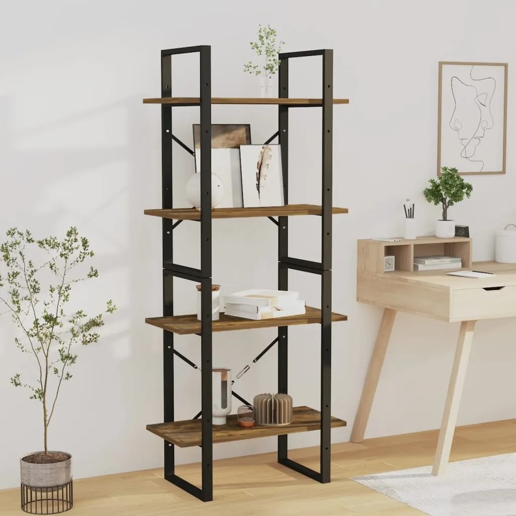 821309 vidaXL Bibliotecă 4 niveluri stejar fumuriu 60x30x140 cm lemn compozit