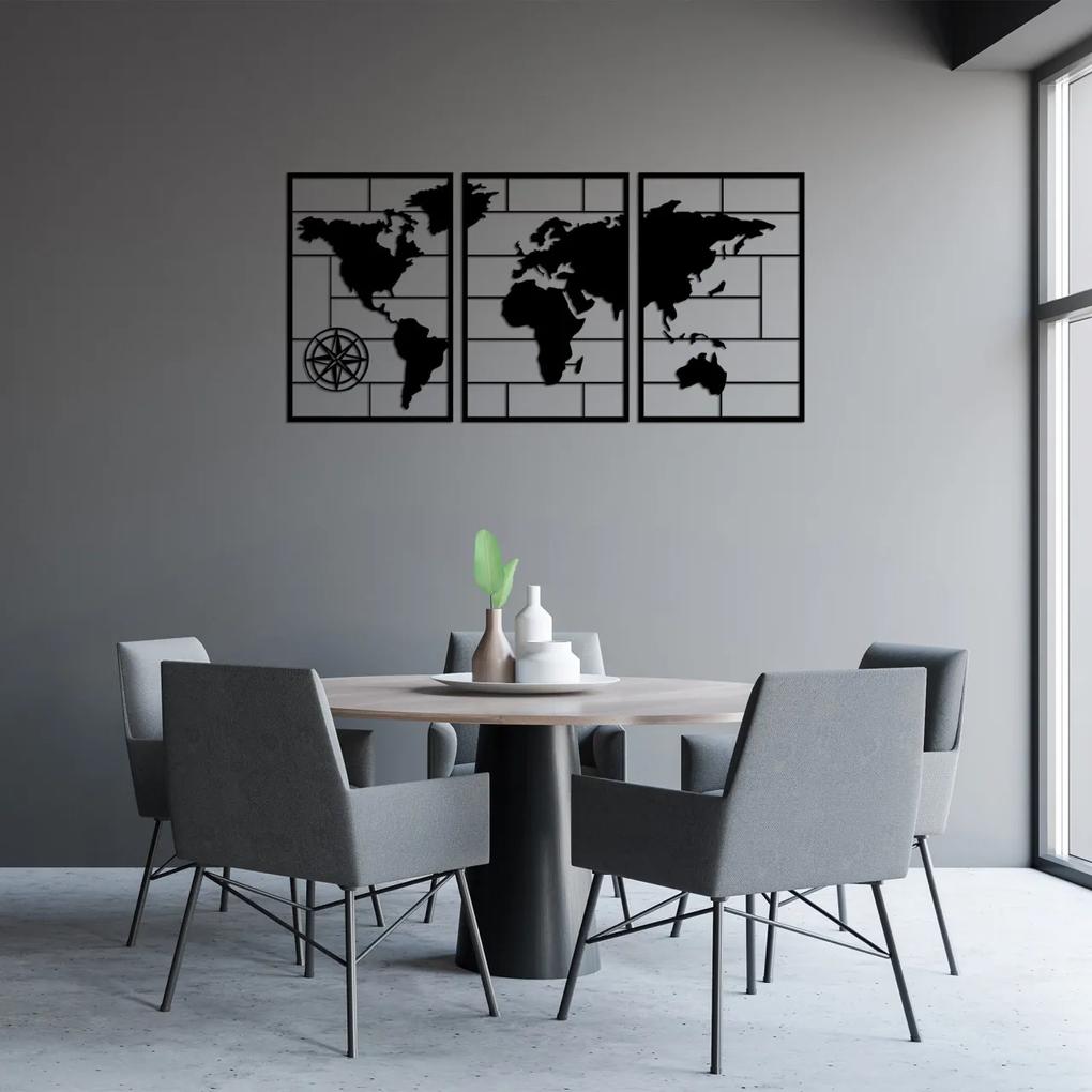 Accesoriu decorativ de perete metalic World map