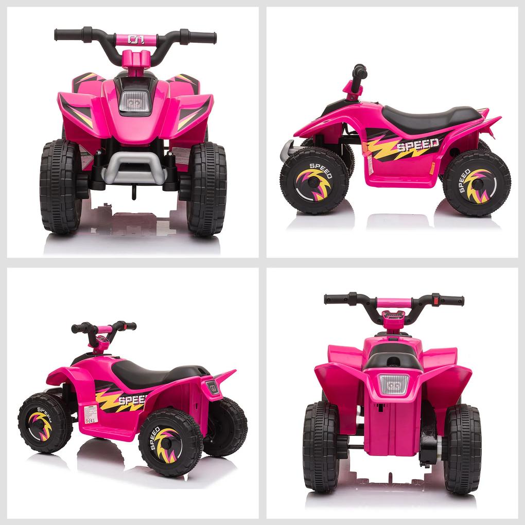 HOMCOM ATV Electric Roz pentru Fetițe, Vehicul pentru Copii 18-36 Luni, Design Atractiv | Aosom Romania