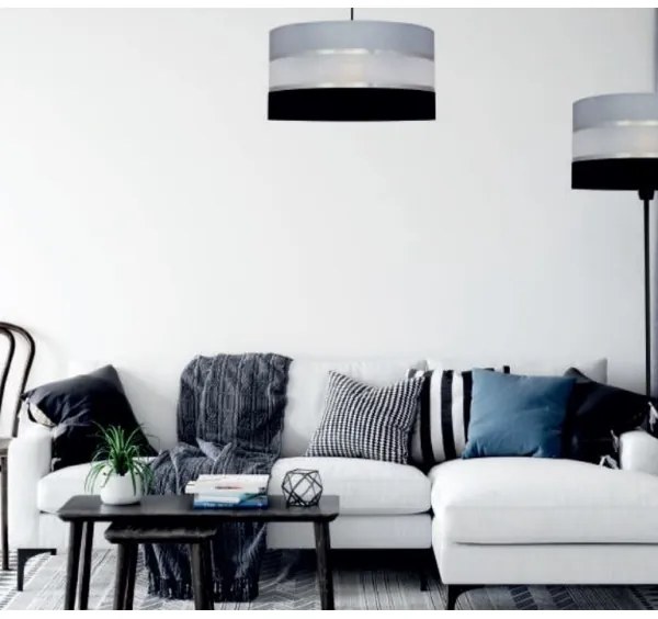 Lustră pe tijă HELEN 3xE27/15W/230V neagră/gri/crom lucios