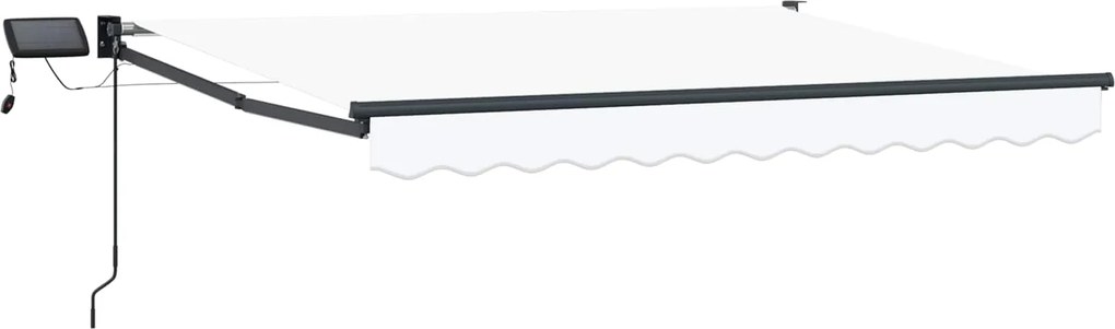 vidaXL Marchiză retractabilă manuală cu led-uri Alb 3,5 x 2,5 m