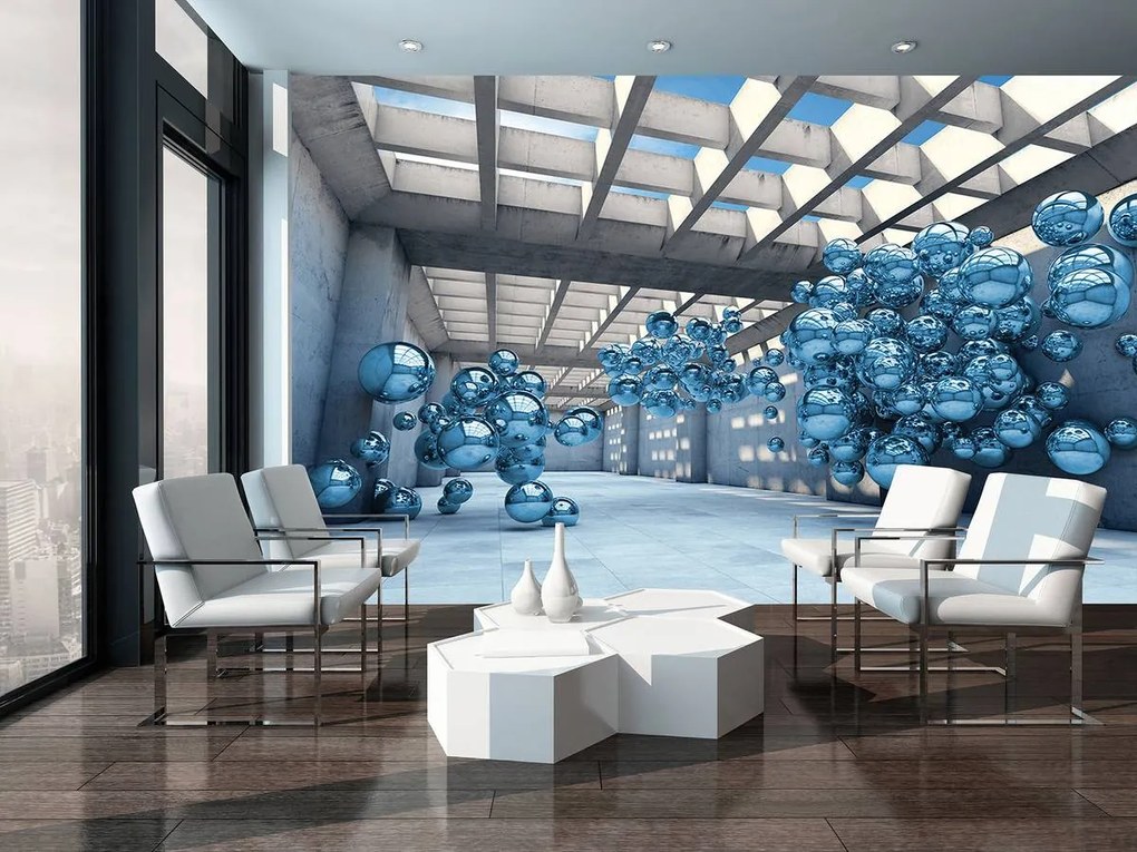 Fototapet - Modernism 3D albastru (254x184 cm)