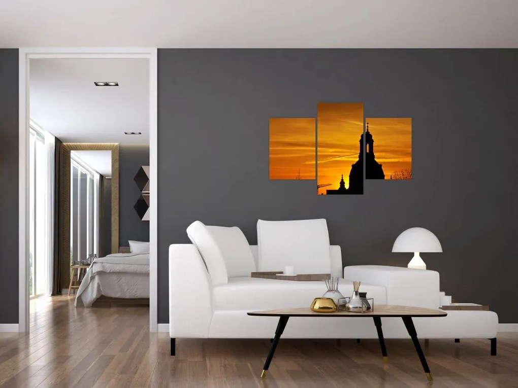 Tablou cu biserică în apus de soare (90x60 cm)