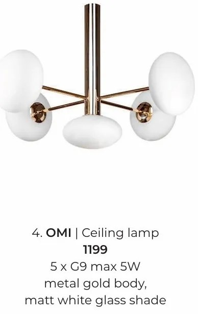 Lustra moderna cu 5 surse de lumina Omi auriu