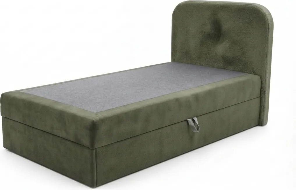 Pat tapitat boxspring FORENA 90x200 cm verde inchis Saltea: Saltea cu arcuri Bonell