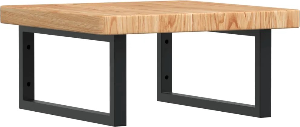 vidaXL Raft pentru lavoar montat pe perete, oțel și lemn masiv stejar