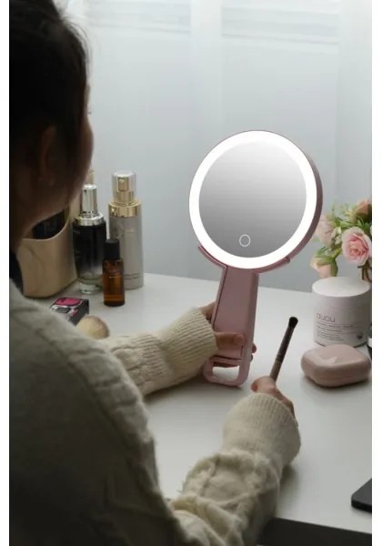 Immax 09102L - Oglindă cosmetică dimabilă LED CCT SWEET, 3W/5V, roz